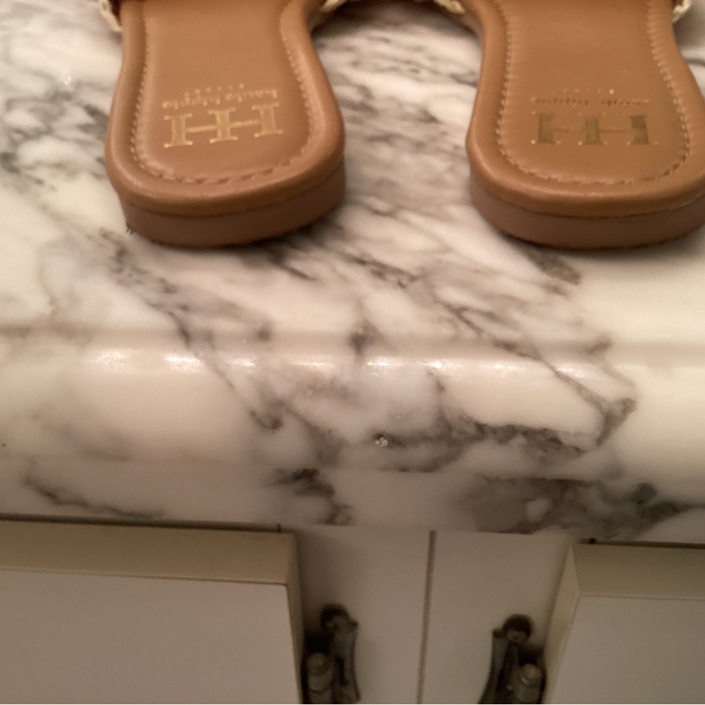 Haute Hippie Women’s Straw Slide Sandals - Rust and Cream Size 8 softly wore 2X - Picture 2 of 2